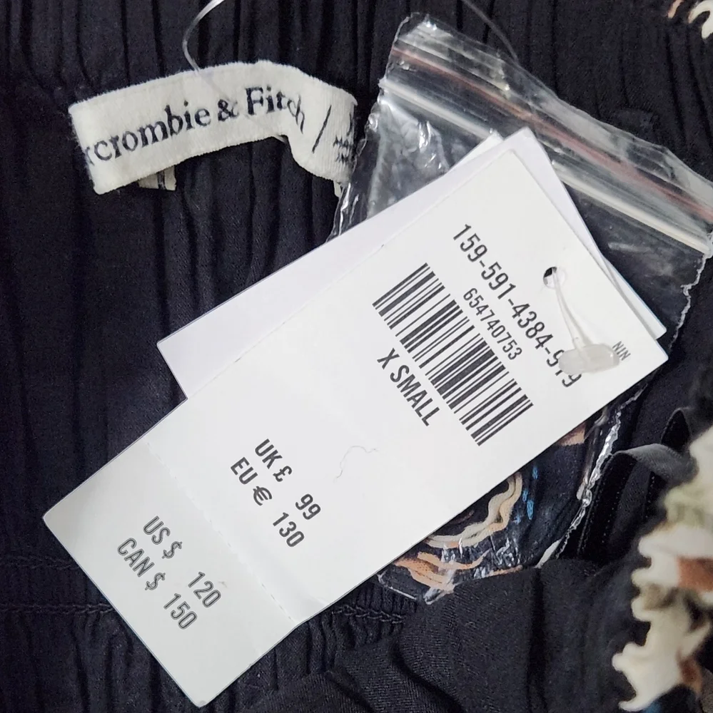 Abercrombie & Fitch Black Floral Strapless Maxi Dress